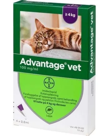 Advantage Loppemiddel til Katte – Effektiv Beskyttelse 4x0,8 ml