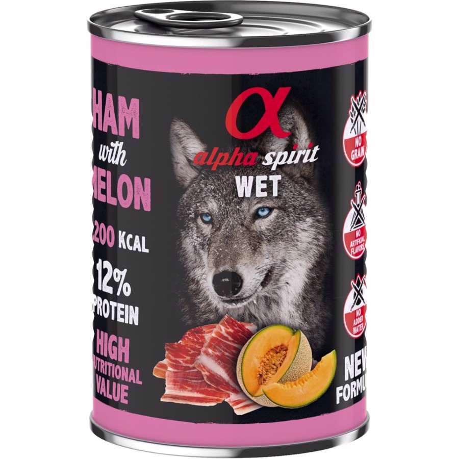 Alpha Spirit Hundemad med Skinke og Melon 400g - Sundt Foder