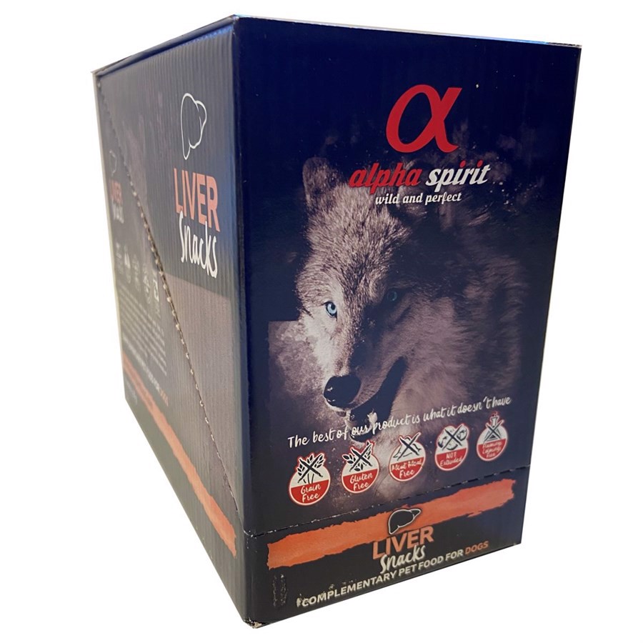 Alpha Spirit Lever Snack 16 x 35g – Lækre Hundegodbidder