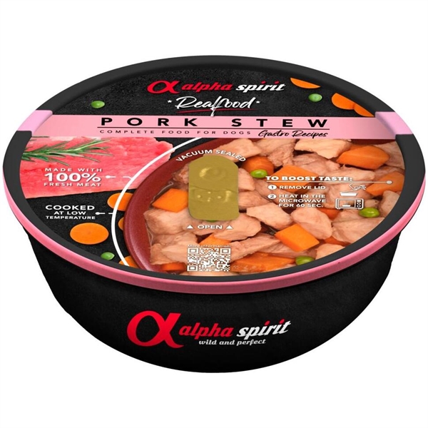 Alpha Spirit Svinekød Gryderet til Hunde 280g - Kvalitet!