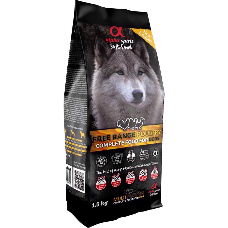 Alpha Spirit Semi Fugtigt Fjerkræ Hundefoder 1 Kg - Kvalitet!