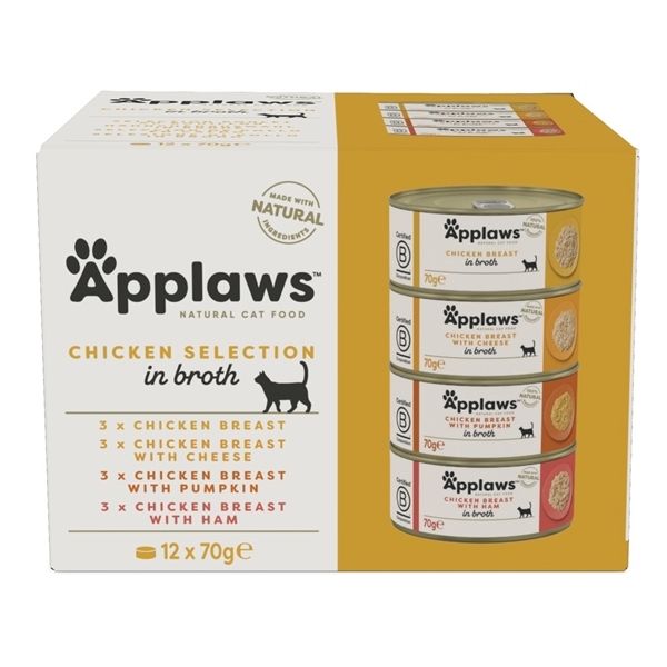 Applaws Kylling i Bouillon til Katte - 12 x 70g Dåsemad