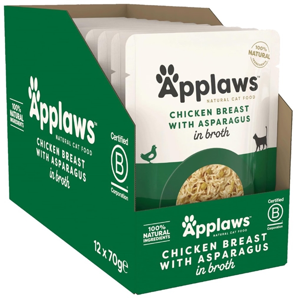 Applaws Kattepouch med Kylling & Asparges – 12 Stk. Tilbud!