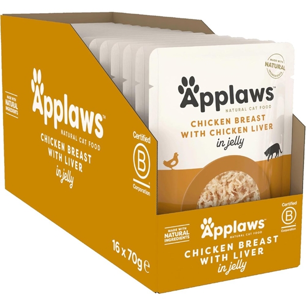 Applaws Kattepouch med Kylling og Levergelé - 16 stk. tilbud
