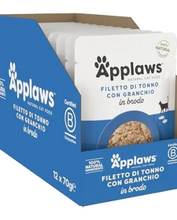 Applaws Kattepouch med Tun og Krabbe – 12 stk. på tilbud!
