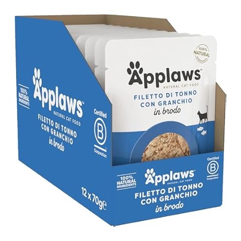 Applaws Kattepouch med Tun og Krabbe – 12 stk. på tilbud!