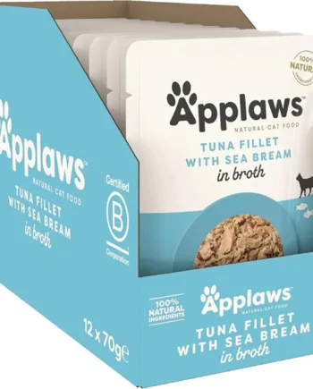 Applaws Kattepouch med Tun og Havbars – 12 stk. til katte