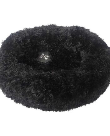 Beroligende Sort Fluffy Donut Hundeseng – Lille Model