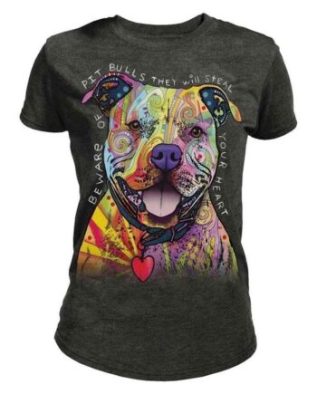 Forsigtig med Pit Bulls – T-shirt til hundeelskere på tilbud!