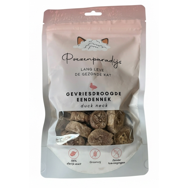 Katteparadis Frysetørret Andehalse – Sund Snack til Kæledyr