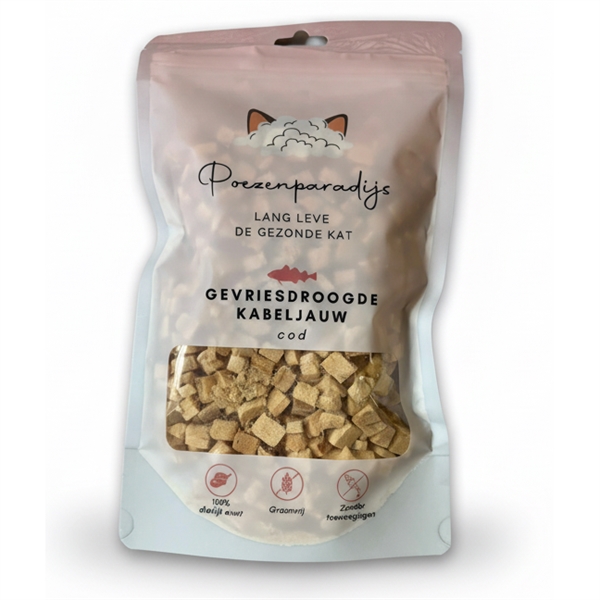 Cat Paradise 100% Frysetørret Torsk – Sund Snack til Dyr