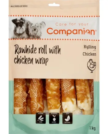 Kyllingefyldt Råhudsrolle til Hunde - 1 kg Snacktilbud!