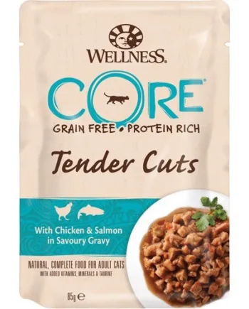 Core Tender Cuts Kylling & Laks 24 x 85g - Fantastisk Tilbud!