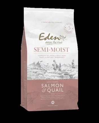 Eden Semi Fugtig Laks og Vagtel til Hunde 1 Kg - Kvalitetsfoder
