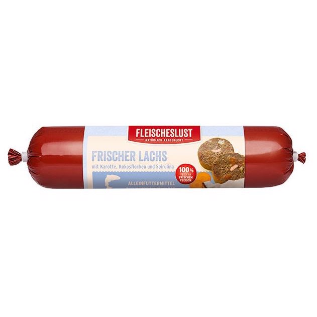 Fleischelust Hundefoder Pølse med Laks og Spirulina 400g