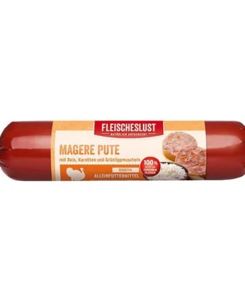 Fleischelust Hundefoder: Kalkunpølse med Gulerod 400g