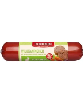 Fleischelust Hundefoder Pølse med Kanin 400g – Kvalitet til Hund!