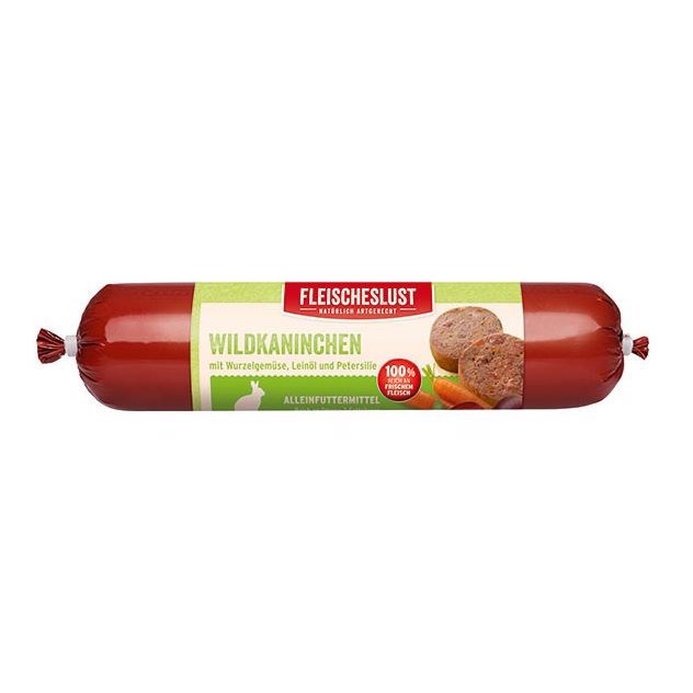 Fleischelust Hundefoder Pølse med Kanin 400g – Kvalitet til Hund!