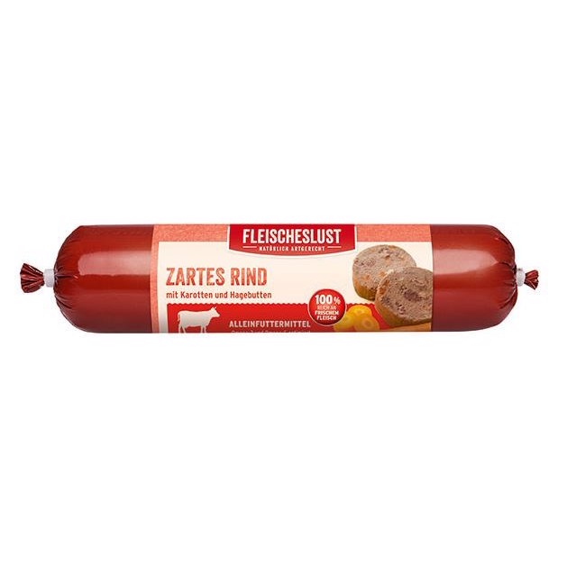 Fleischelust Hundefoderpølse med Okse og Gulerod 800g