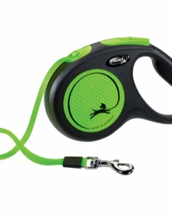 Flexi Neon Båndline til hund – 5m, Grøn, Sikkerhed & Synlighed