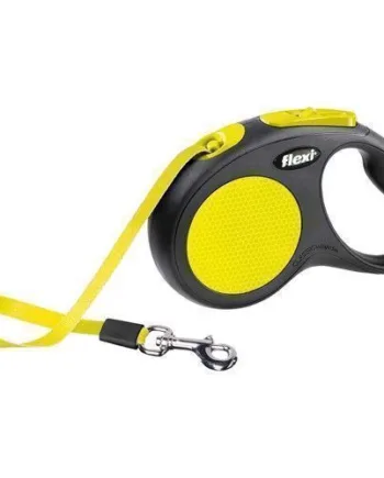 Flexi Neon Hundeline 5m – Gul med Reflekser og Komfort