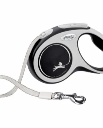 Flexi New Comfort Båndline 5m Sort til Hunde - Tilbud!