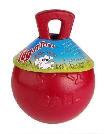 Jolly Tug-n-Toss Interaktiv Hundebold – Rød, Punkterfri 15 cm