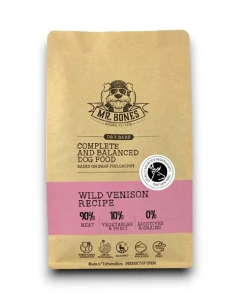 Mr. Bones Tørret BARF Vild Hjort 450g – Sund Hundemad!