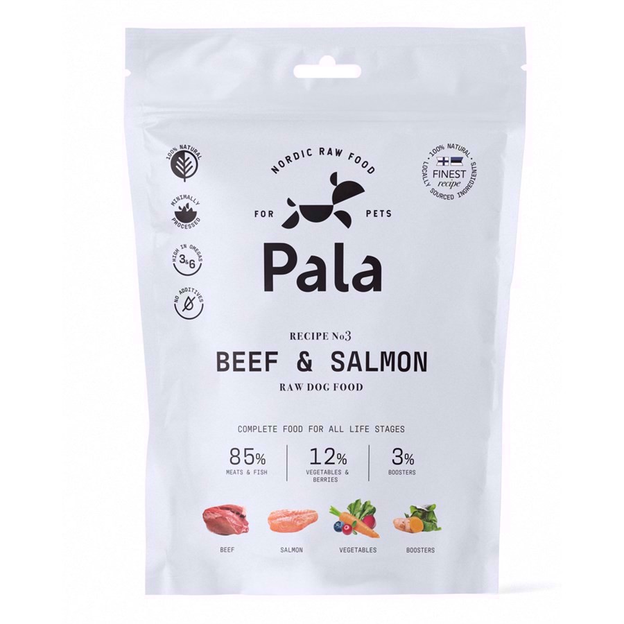 Pala Rå Hundefoder med Oksekød og Laks 400g - Naturlig Fodring!