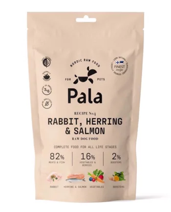 Pala Rå Hundefoder med Kanin, Sild og Laks 100g - Sundt valg!