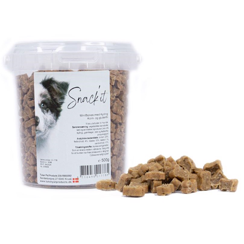 Snackit Mini Kyllingeben 500g – Uimodståelige Hundegodbidder