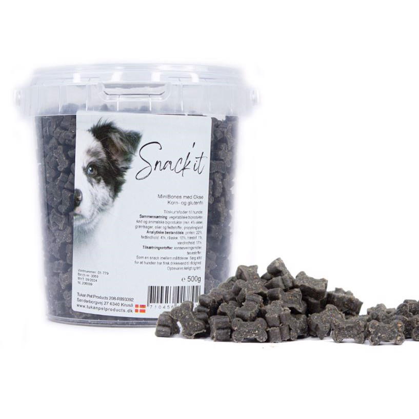 Snackit Mini Bones med Okse 500g – Lækre Hundegodbidder