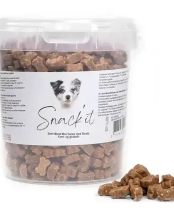 Snackit Mini Bones med Struds 500g – Lækre Hundegodbidder