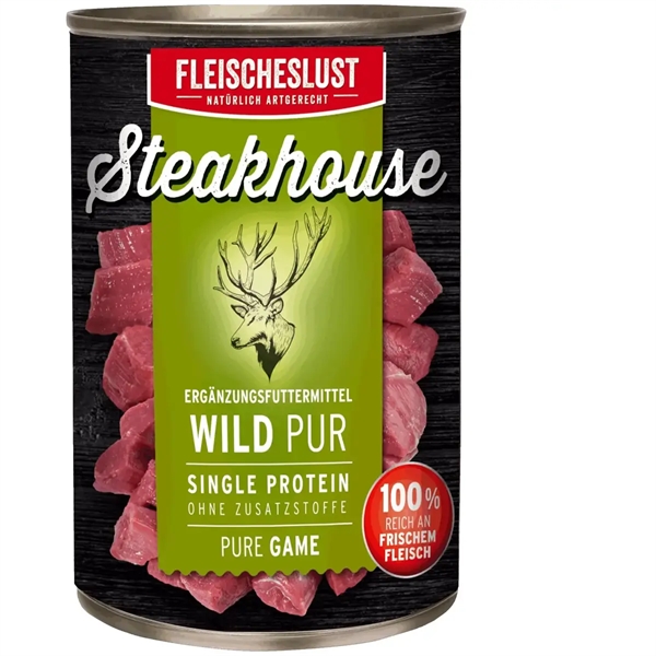 Steakhouse Pure Vildt Dåsemad til Hunde 800g - Kvalitetsfoder