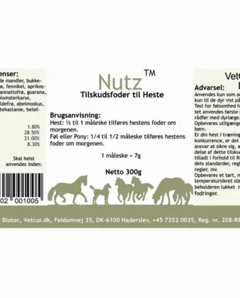 Vetcur Nutz Pulver til Heste – Kvalitets Kosttilskud 300g