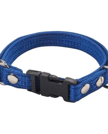 Blå Webbing Halsbånd med Snaplås – Komfort til Hunden