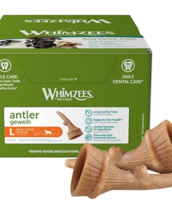 Whimzees Antler Tandpleje til Store Hunde – 22 Stk Godbidder