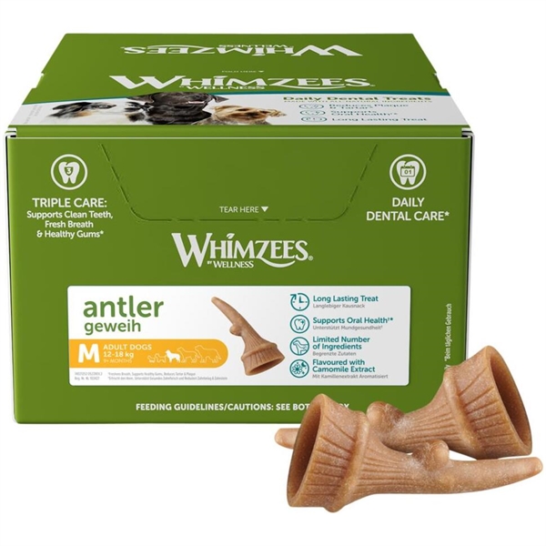 Whimzees Antler Tandpleje til Hunde – 66 Stk Kasse tilbud!