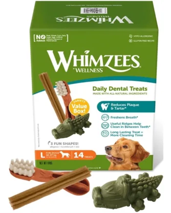 Whimzees Tyggeben Mix Box til Store Hunde – 14 Snacks!