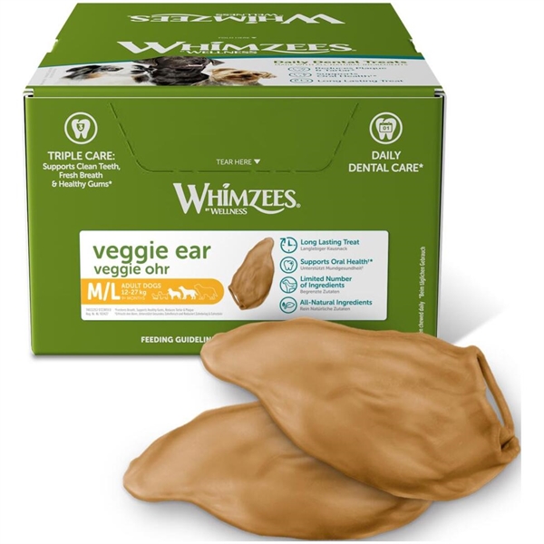 Whimzees Veggie Øre – 18 Stk Sund Hundesnack til Hunde