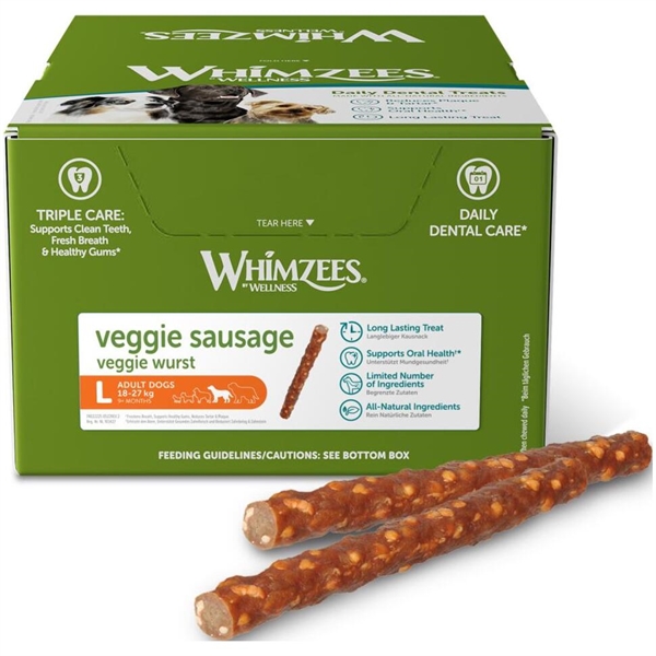 Whimzees Veggie Pølser – Sund Snack til Hunde, 50 Stk