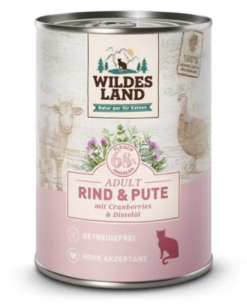 Wildes Land Kattemad med Oksekød og Tyrkiet 400g - Kvalitet!