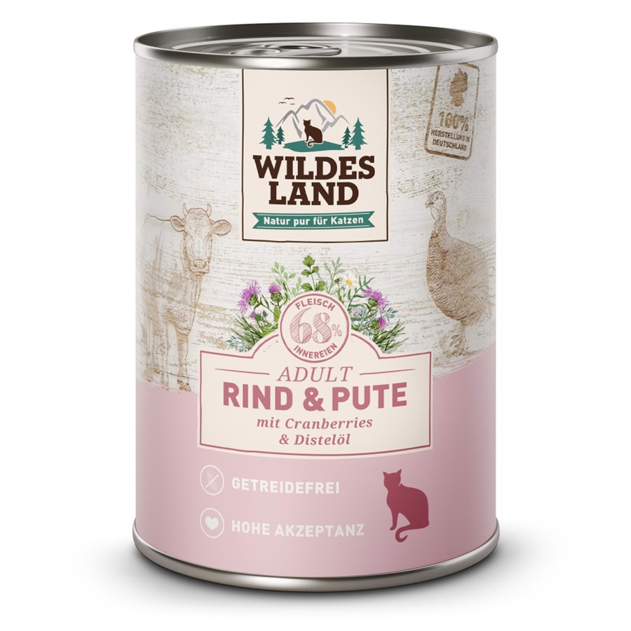 Wildes Land Kattemad med Oksekød og Tyrkiet 400g - Kvalitet!