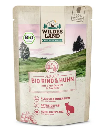 Wildes Land Økologisk Kattefoder med Okse & Kylling - 12 Poser