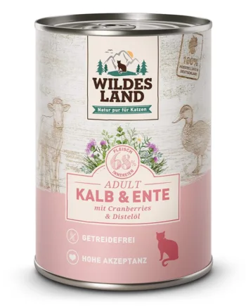 Wildes Land Kattefoder: Kalv & And med Tranebær 400g