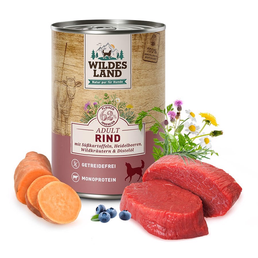 Wildes Land Oksekød Dåsemad 400g til Hunde – Kvalitet & Smag