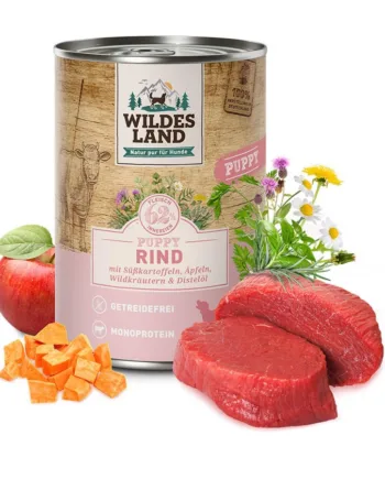 Wildes Land Hvalpemad med Oksekød 400g – Kornfri Delikatesse!