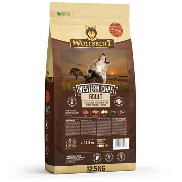 Wolfsblut Western Cape Hundefoder med Struds 12 kg - Kvalitet!