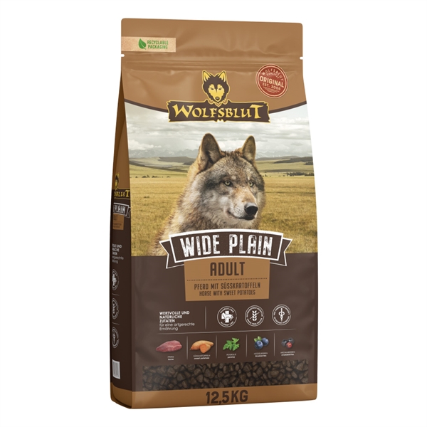 Wolfsblut Wide Plain Hundefoder med Hest 12 kg - Black Friday!