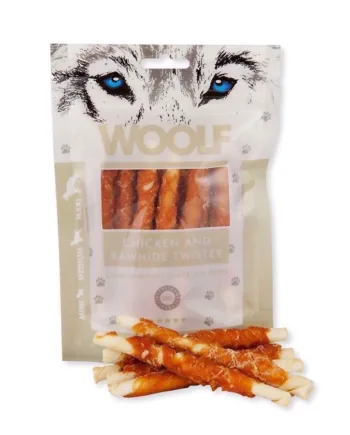 Woolf Kylling og Råhud Twister – Kornfri Hundesnack